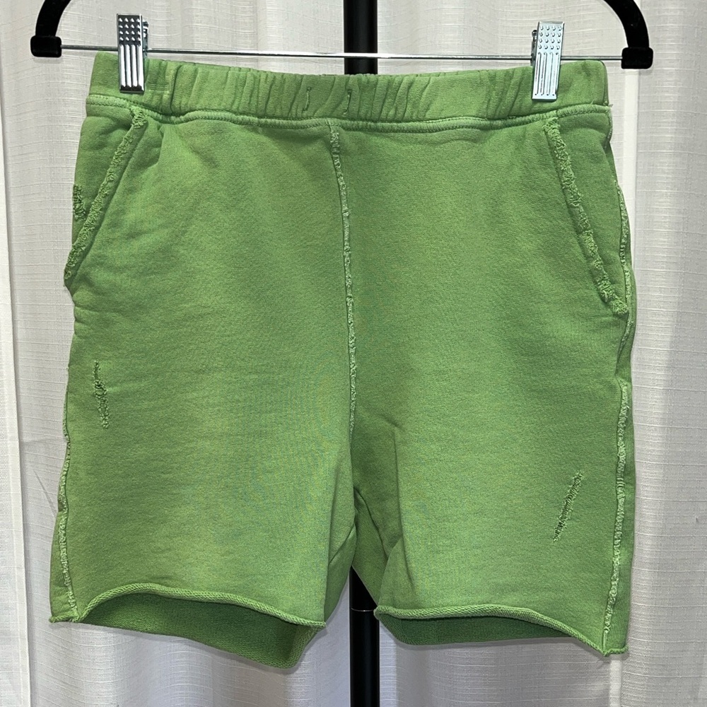 Frank & Eileen Tee lab green drawstring distressed sweat shorts | size small